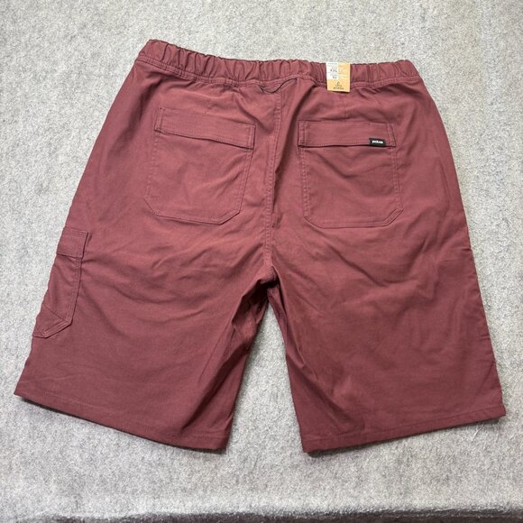 prAna Stretch Zion E-Waist Short II Men 2XL Maroon Red Hybrid Belted 10" Cargo - Picture 8 of 15